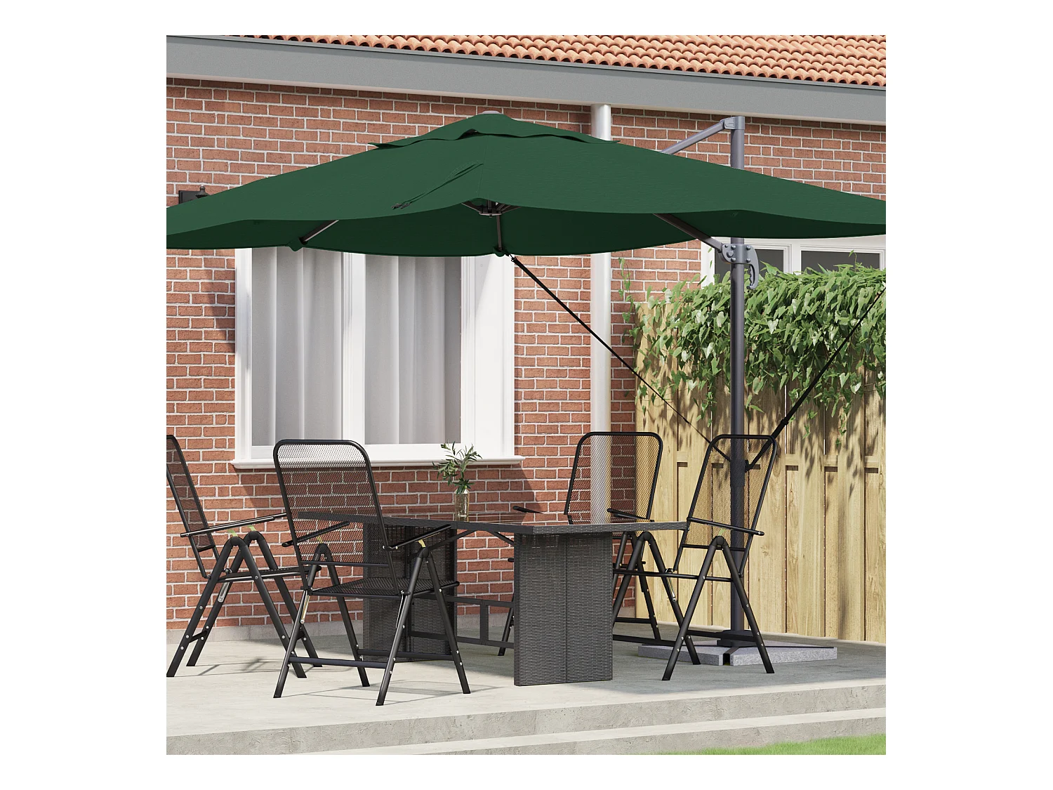 Parasol cantilever vert Vert Tissu en polyester et cadre en métal
