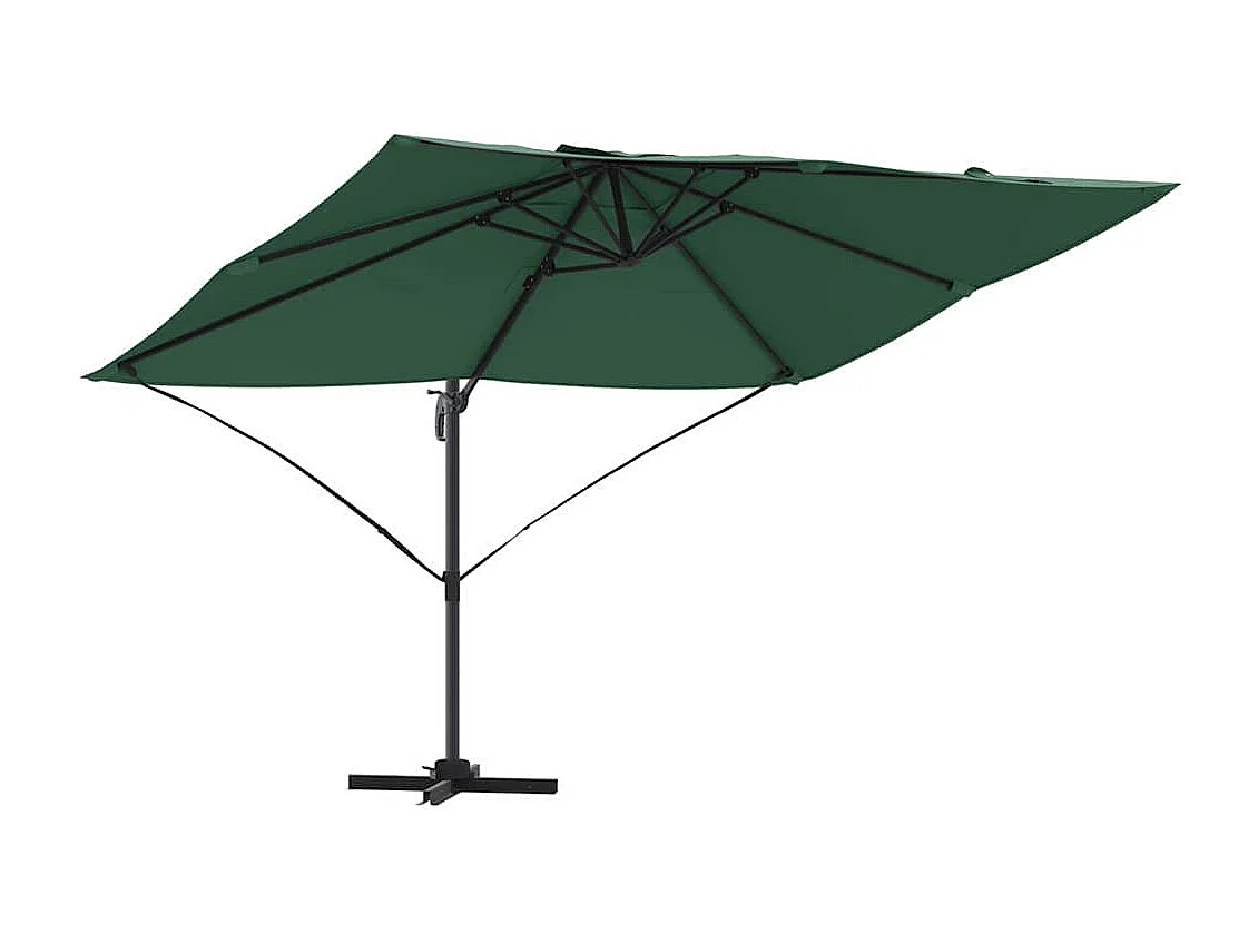 Ombrellone a sbalzo verde Tessuto in poliestere verde e struttura in metallo