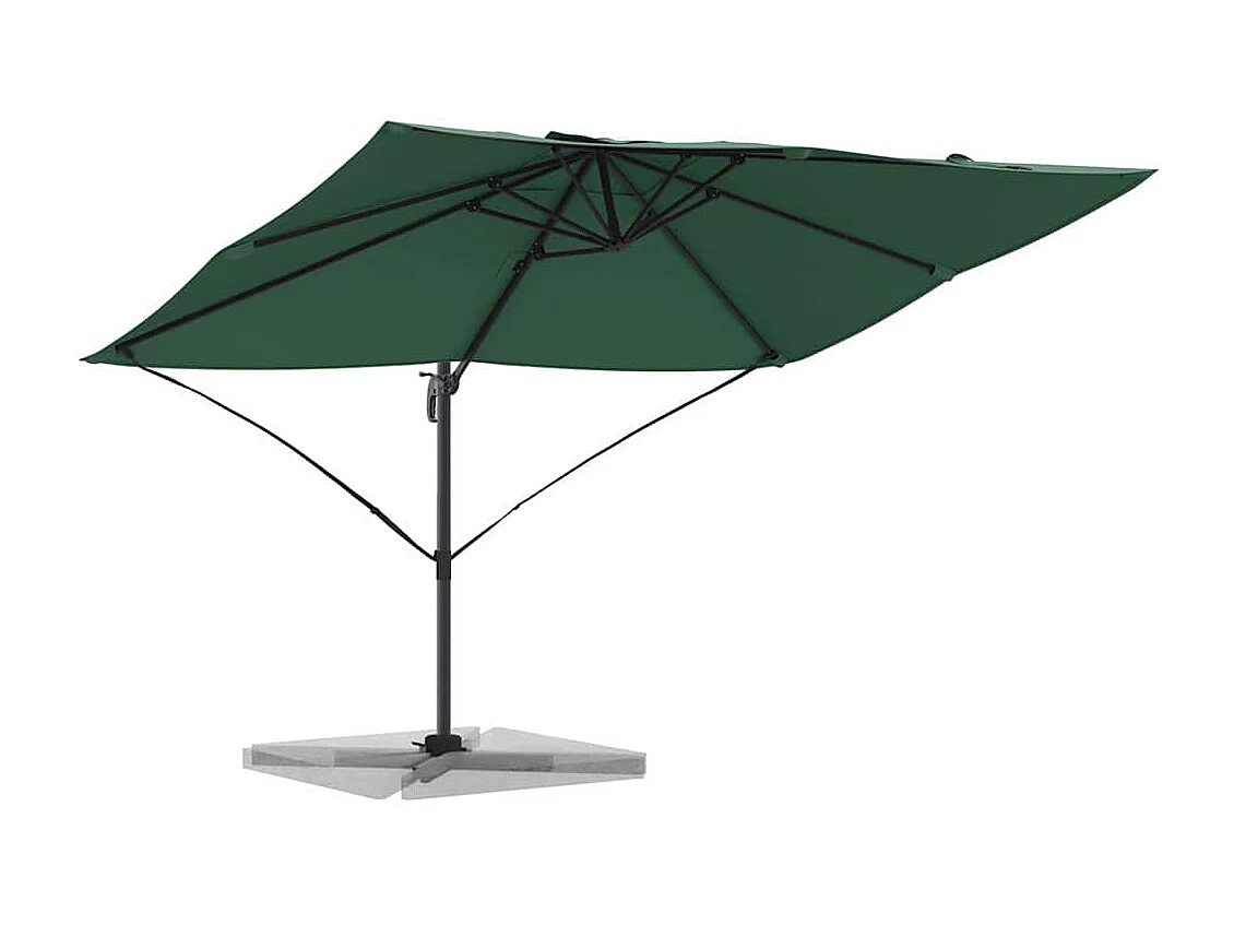 Ombrellone a sbalzo verde Tessuto in poliestere verde e struttura in metallo