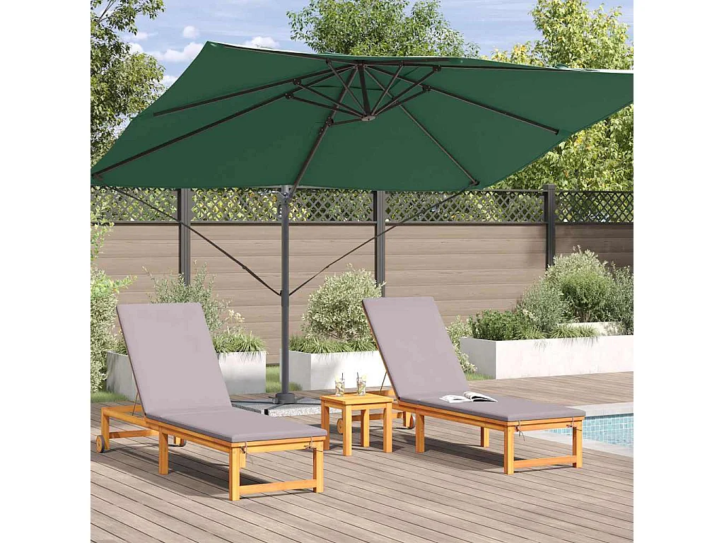 Ombrellone a sbalzo verde Tessuto in poliestere verde e struttura in metallo