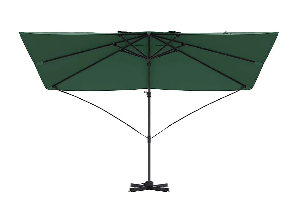 Ombrellone a sbalzo verde Tessuto in poliestere verde e struttura in metallo