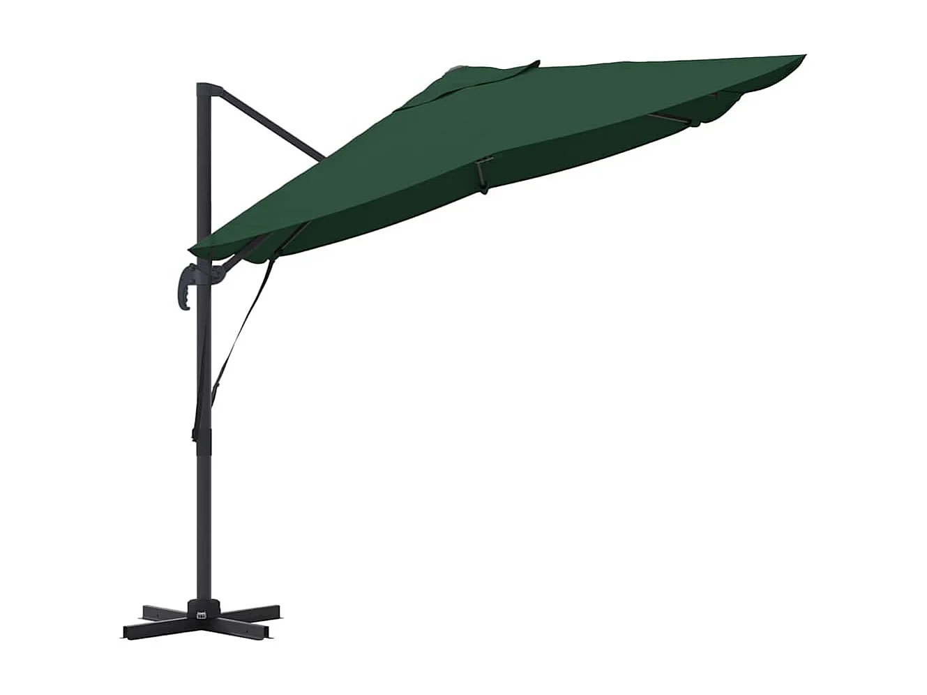 Ombrellone a sbalzo verde Tessuto in poliestere verde e struttura in metallo