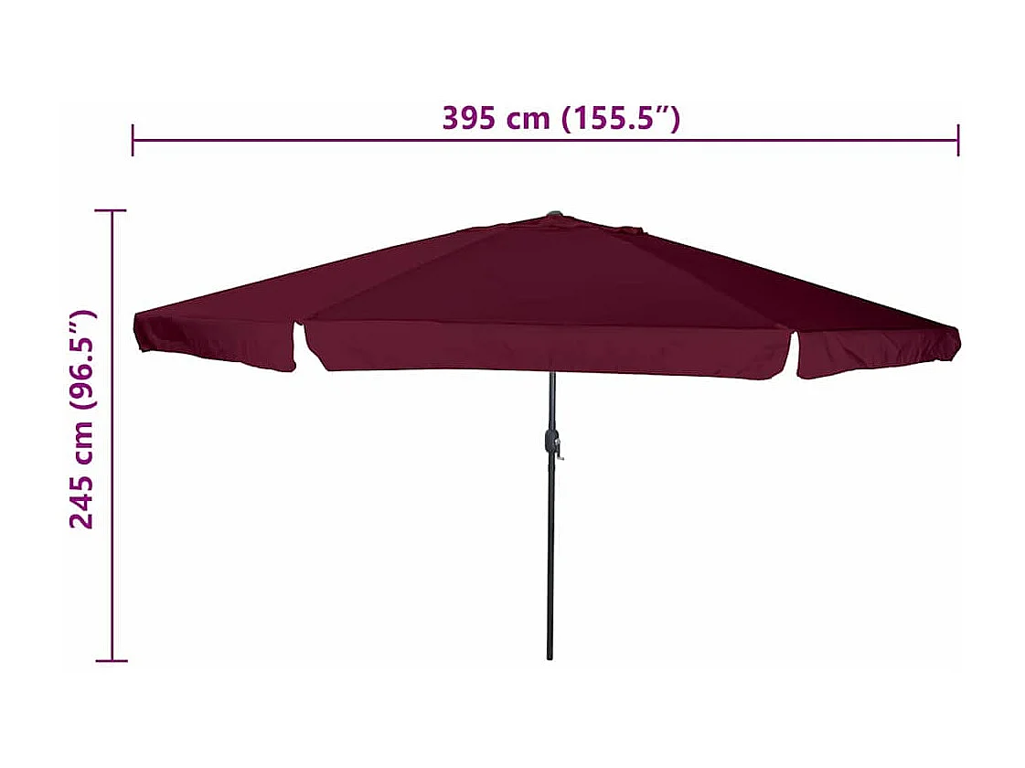 Ombrellone da giardino ø395x245 cm Bordeaux Rosso