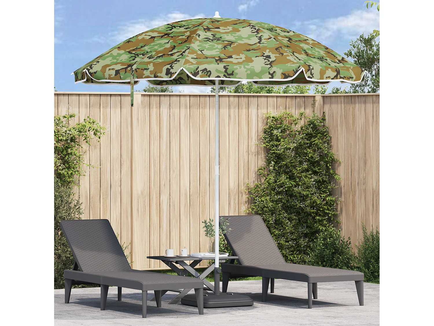 Ombrellone da spiaggia con palo in alluminio mimetico 300 cm