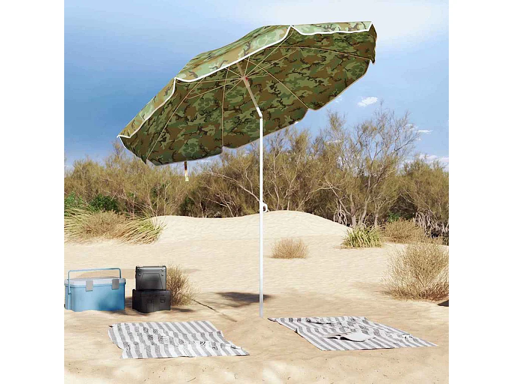 Ombrellone da spiaggia con palo in alluminio mimetico 300 cm