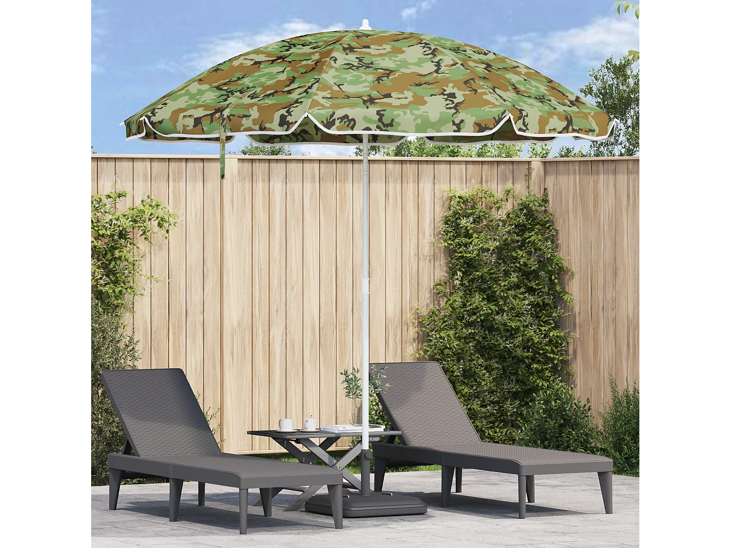 Ombrellone da spiaggia con palo in alluminio mimetico 300 cm