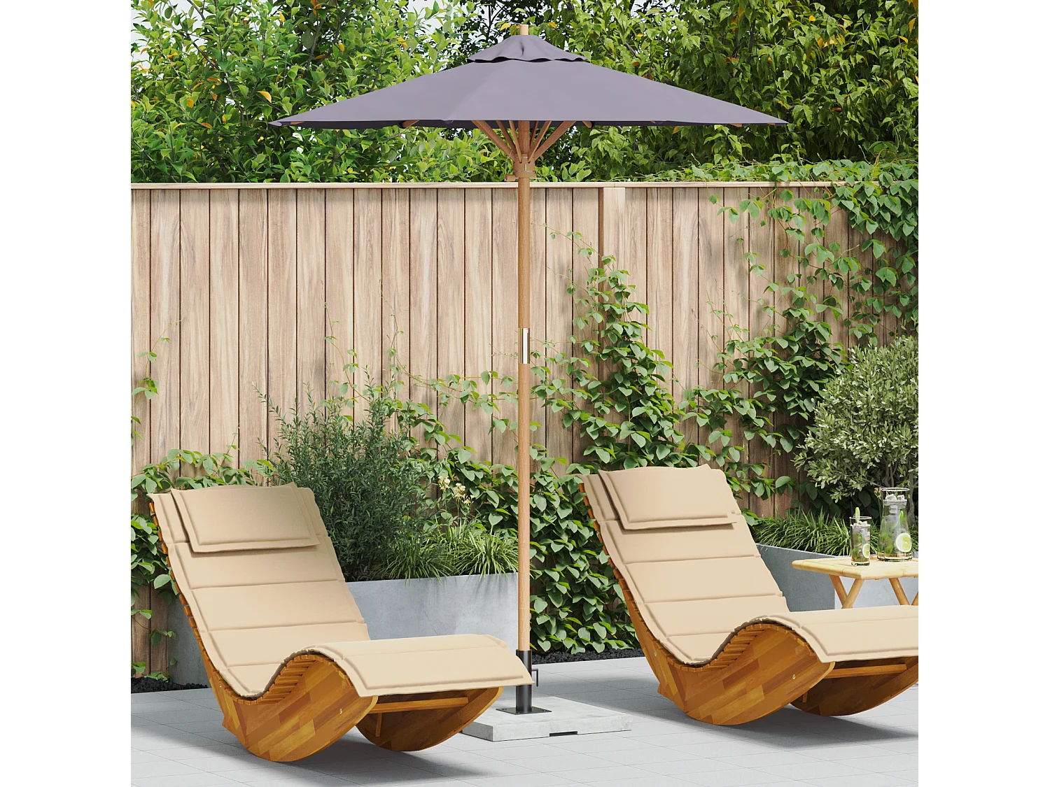 Ombrellone da giardino in bambù grigio scuro 180x230 cm