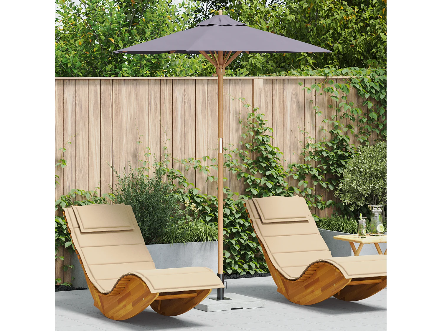 Ombrellone da giardino in bambù grigio scuro 180x230 cm