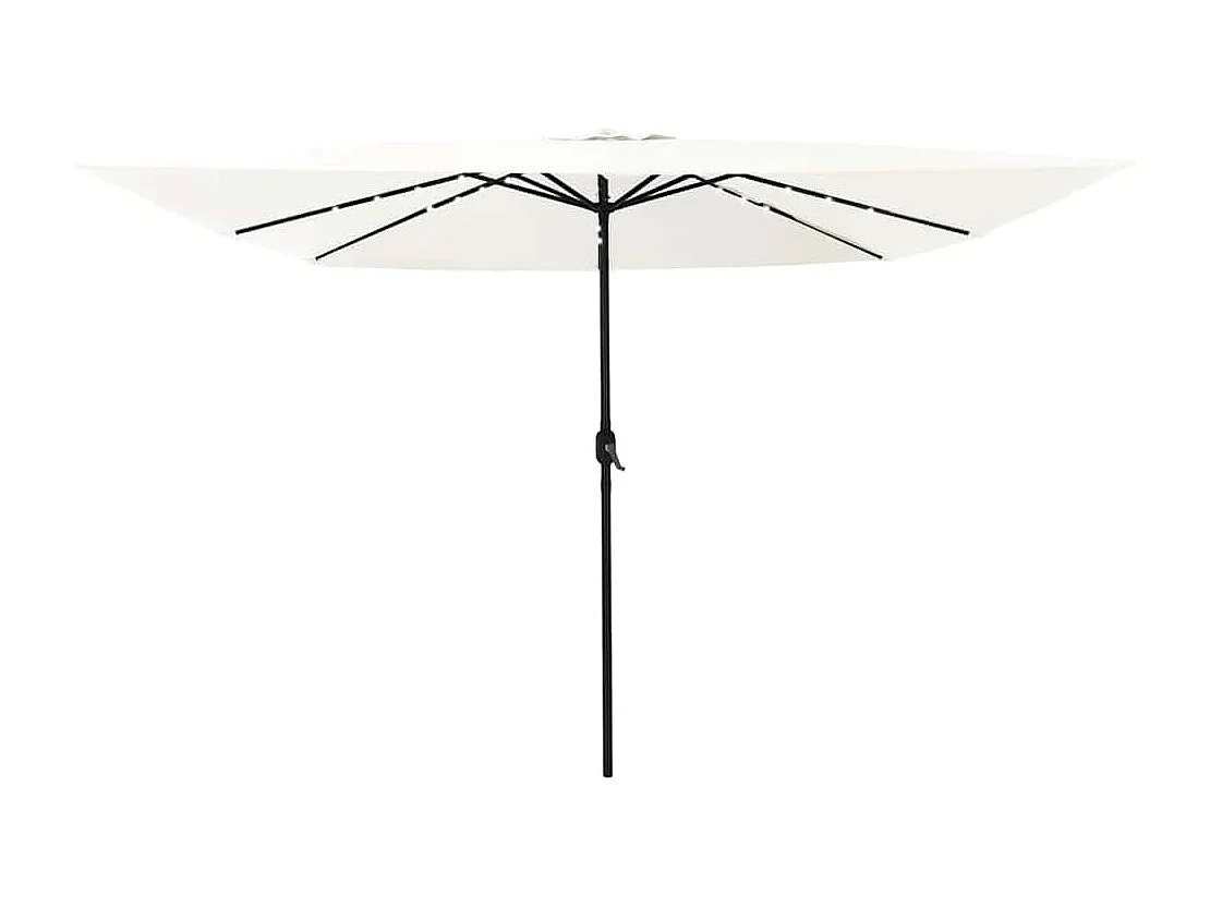 Ombrellone da giardino quadrato con luci LED 295x245 cm bianco sabbia