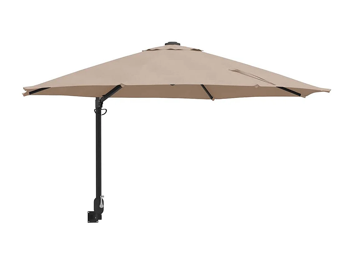 Ombrellone da giardino in poliestere color tortora, grande, pieghevole, rotondo, moderno
