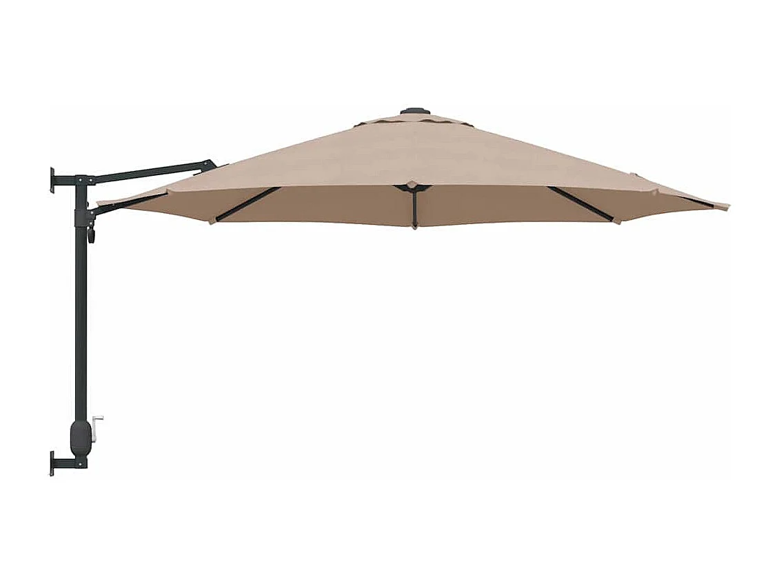 Ombrellone da giardino in poliestere color tortora, grande, pieghevole, rotondo, moderno