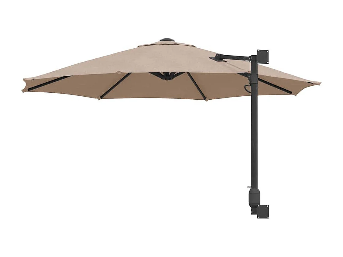Ombrellone da giardino in poliestere color tortora, grande, pieghevole, rotondo, moderno