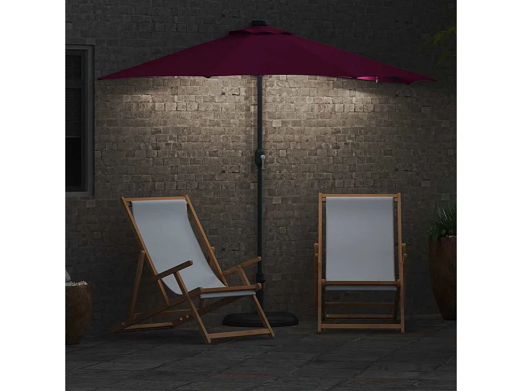 Ombrellone da giardino in tessuto rosso bordeaux 294 x 150 x 223 cm