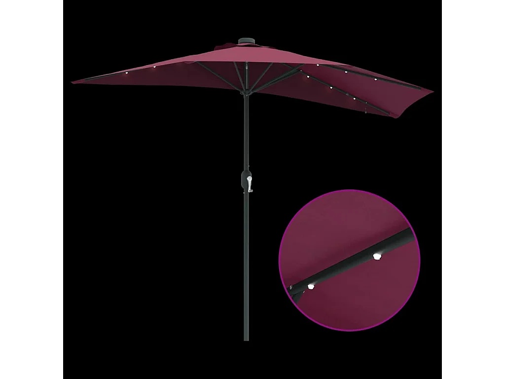 Ombrellone da giardino in tessuto rosso bordeaux 294 x 150 x 223 cm