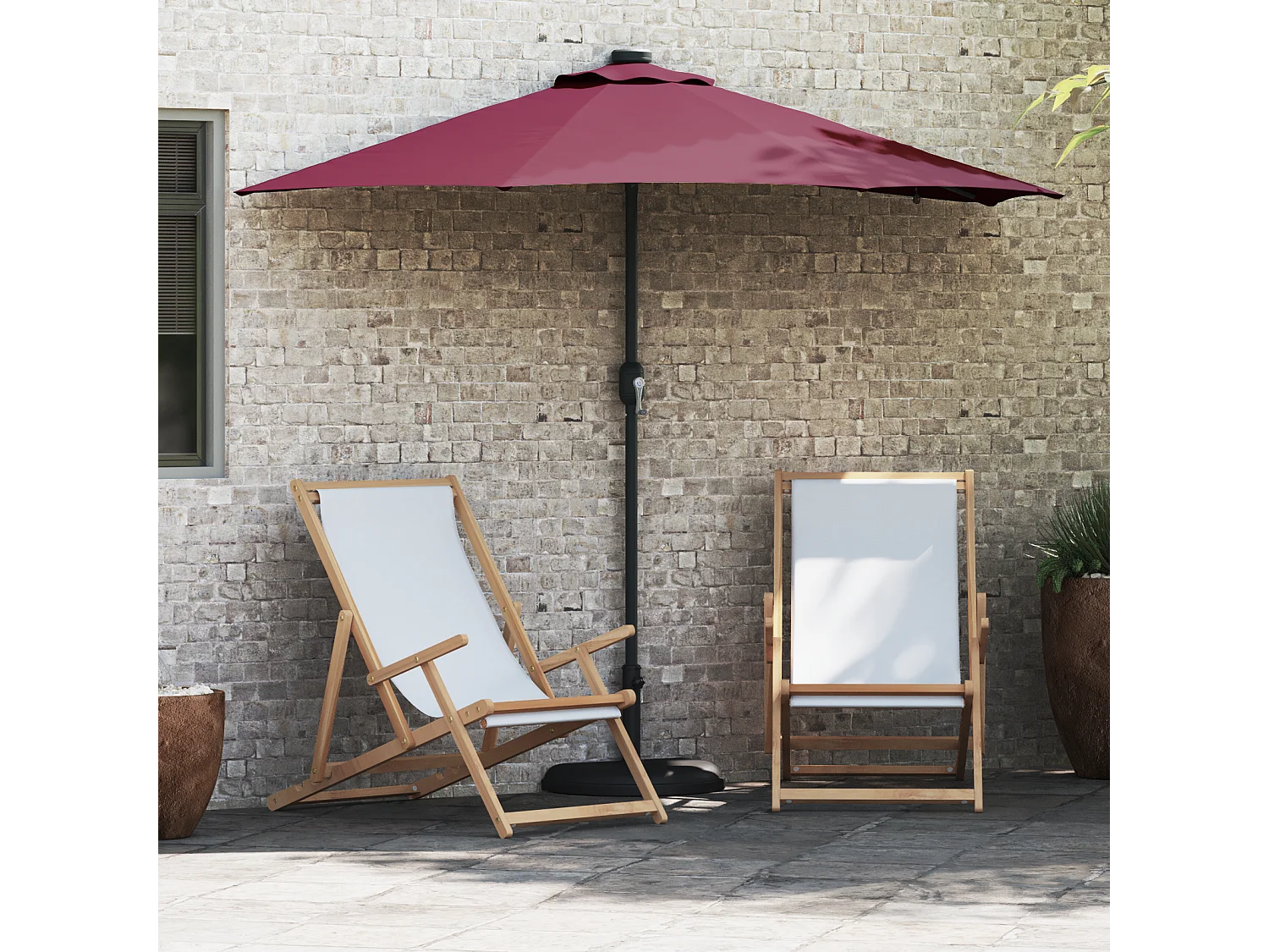 Parasol de jardin Rouge bordeaux 294 x 150 x 223 cm tissu