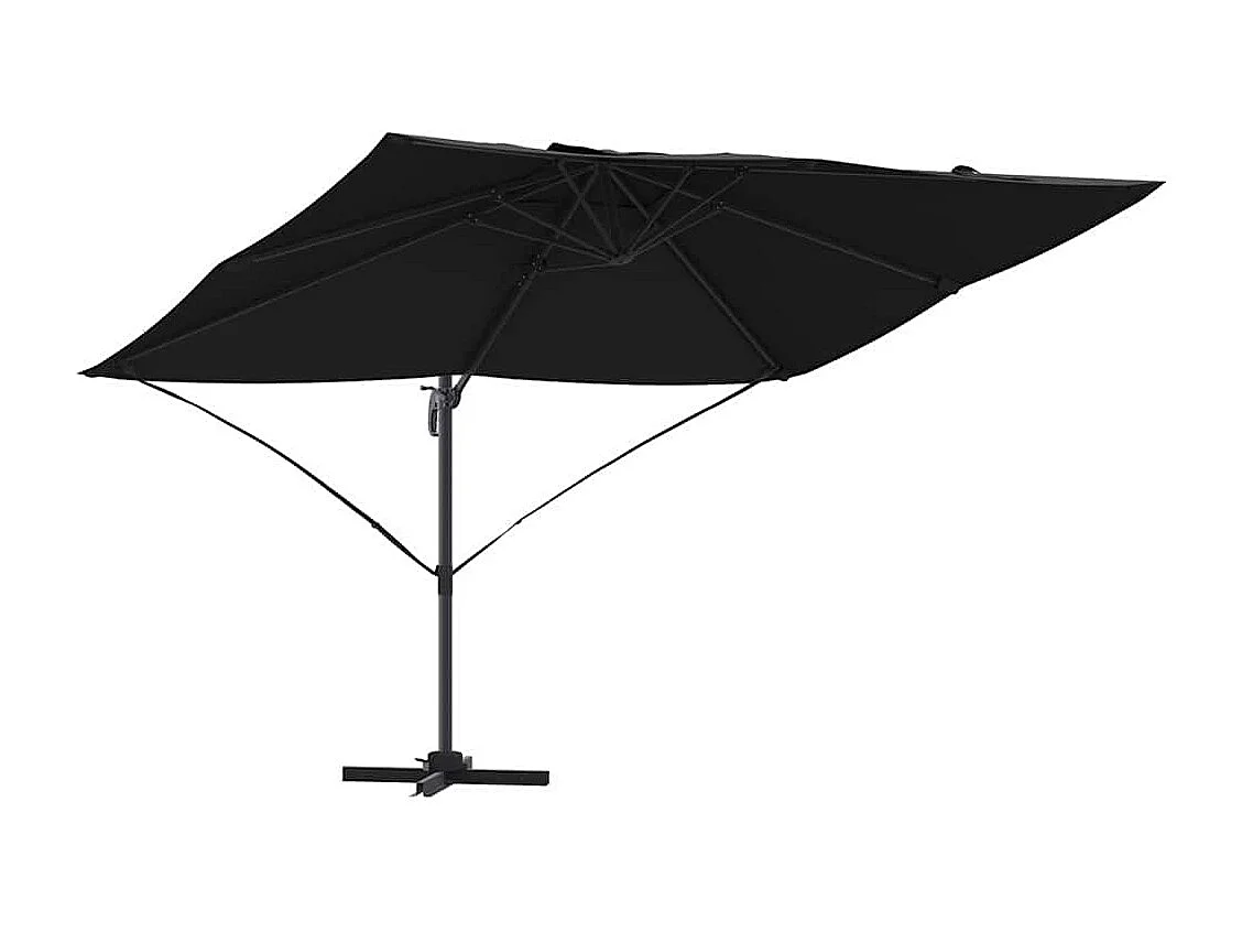 Ombrellone a sbalzo nero con tetto in poliestere e struttura in metallo grande