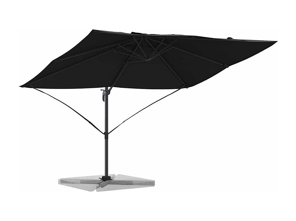 Ombrellone a sbalzo nero con tetto in poliestere e struttura in metallo grande