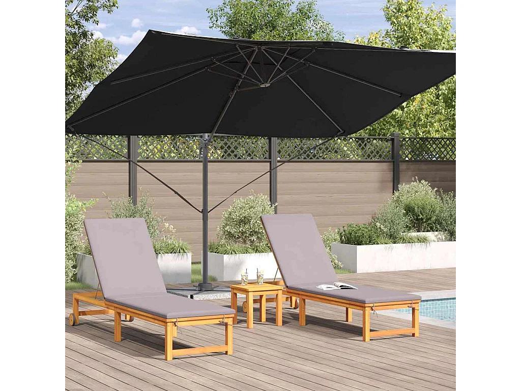 Ombrellone a sbalzo nero con tetto in poliestere e struttura in metallo grande