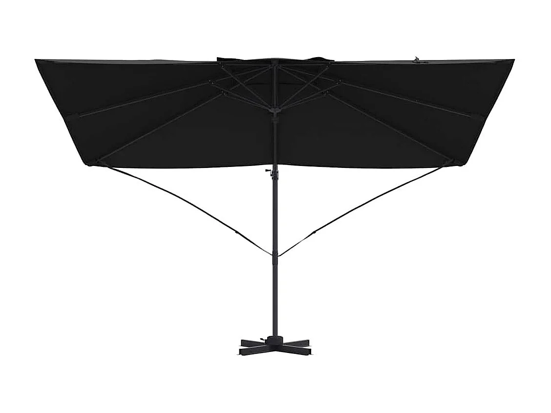 Ombrellone a sbalzo nero con tetto in poliestere e struttura in metallo grande