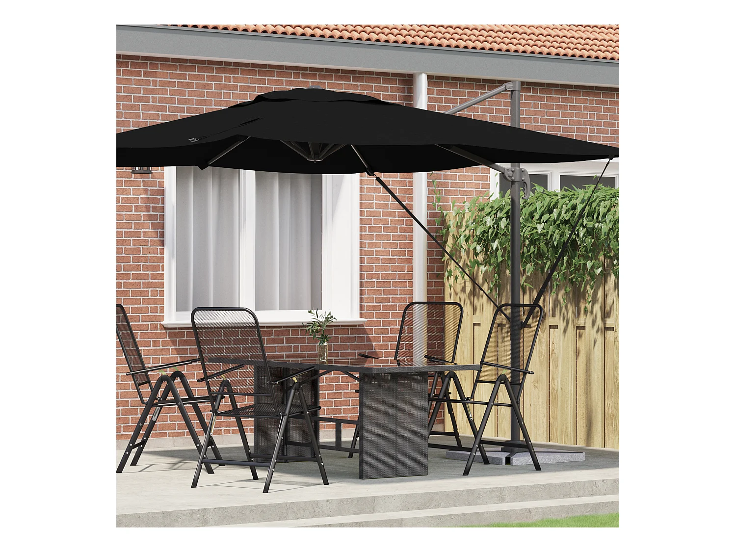 Parasol Cantilever Roma Noir 286x285x265 cm Aluminium