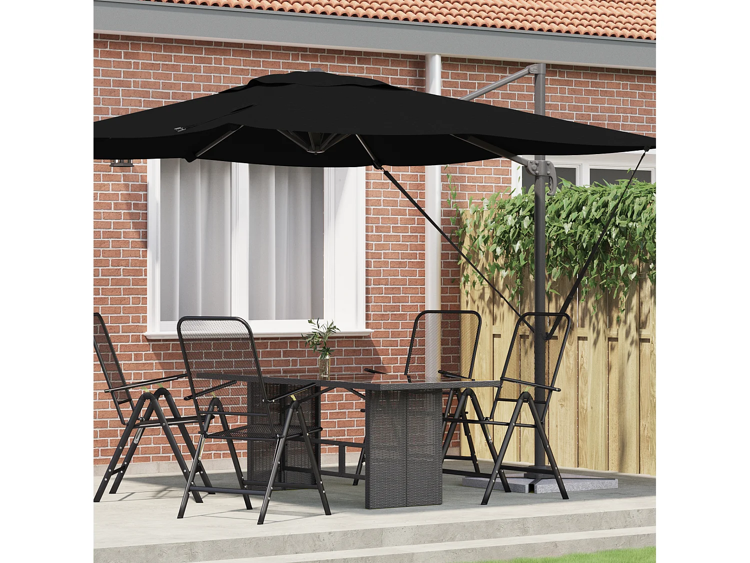 Ombrellone a sbalzo Roma Noir 286x285x265 cm Alluminio