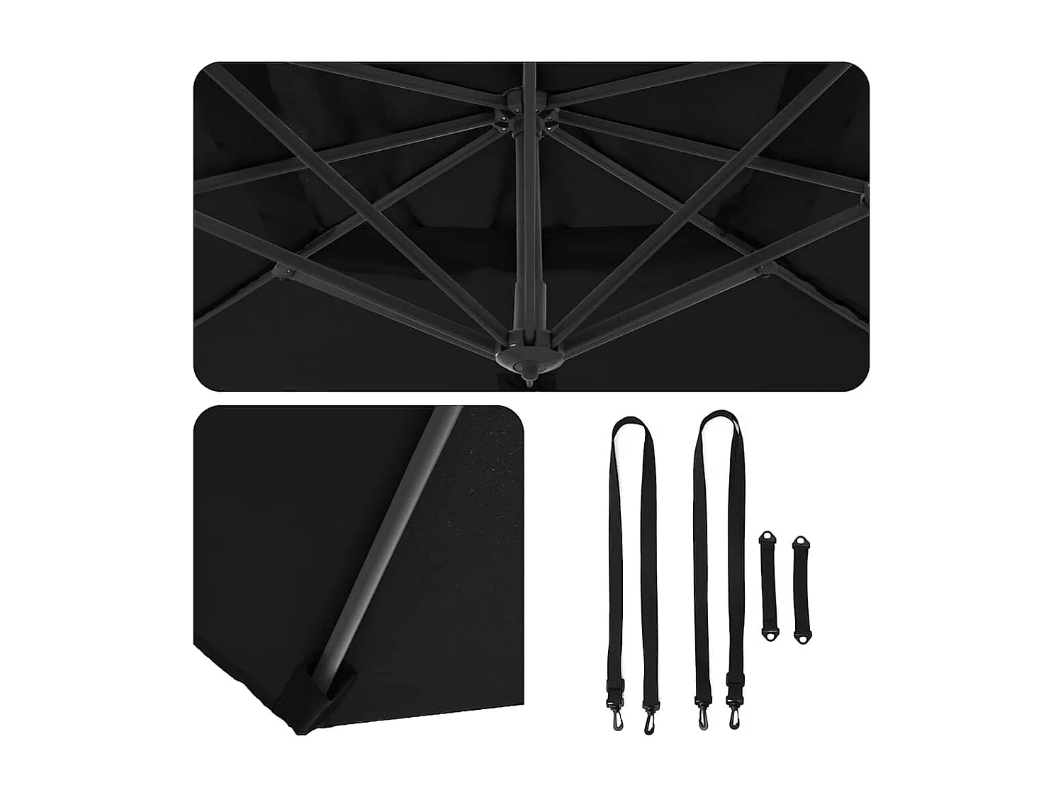 Ombrellone a sbalzo Roma Noir 286x285x265 cm Alluminio