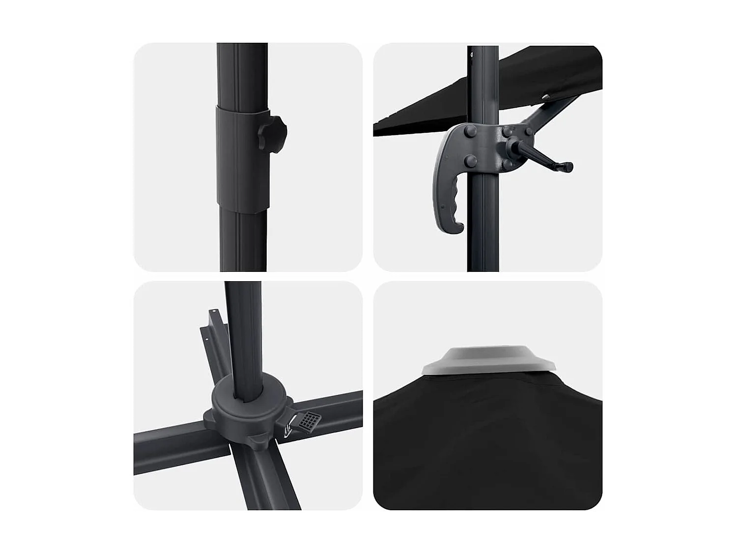 Ombrellone a sbalzo Roma Noir 286x285x265 cm Alluminio