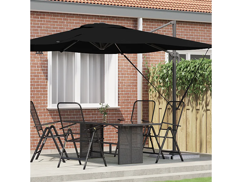 Ombrellone a sbalzo Roma Noir 286x285x265 cm Alluminio