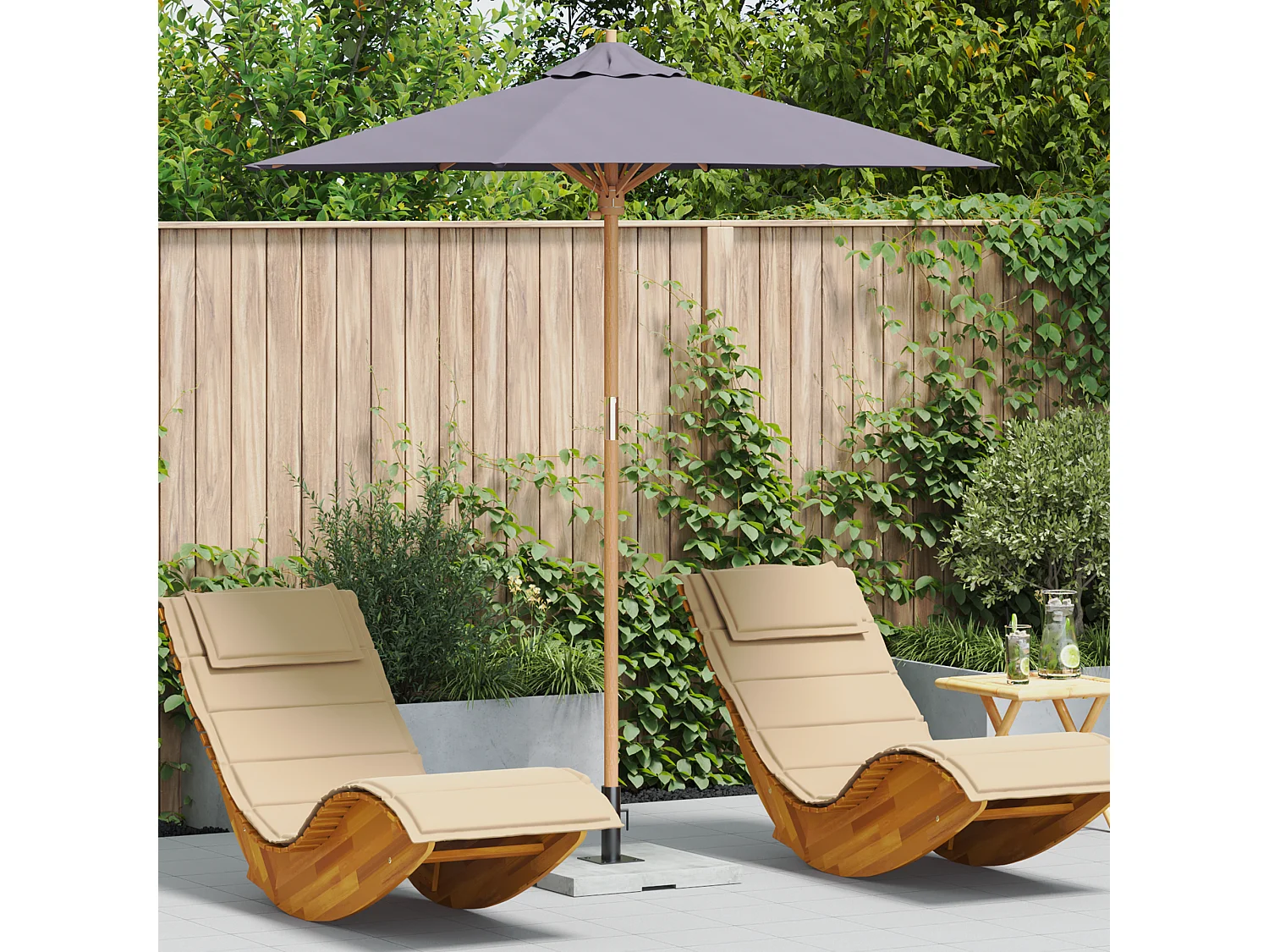 Ombrellone da giardino grigio scuro 217x230 cm in bambù