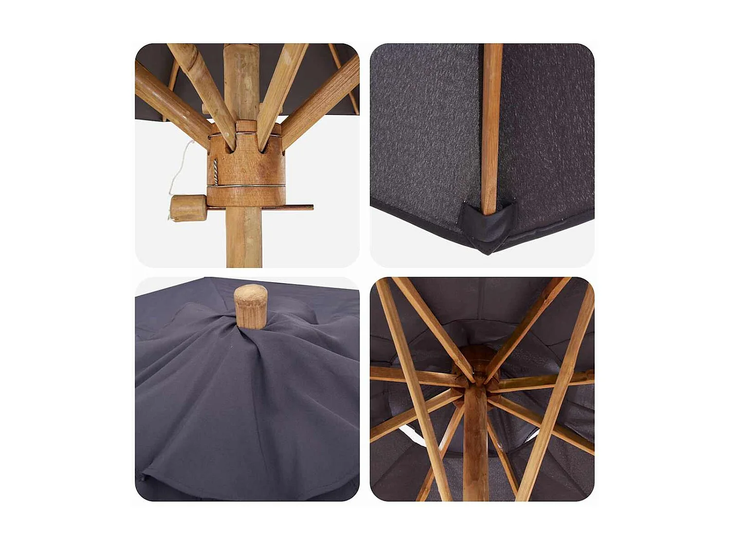 Ombrellone da giardino grigio scuro 217x230 cm in bambù