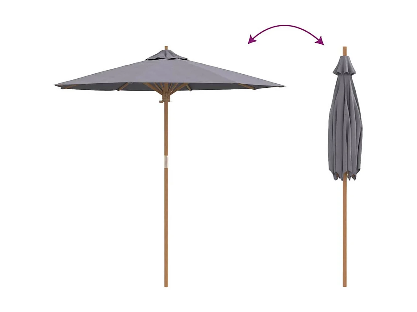 Ombrellone da giardino grigio scuro 217x230 cm in bambù
