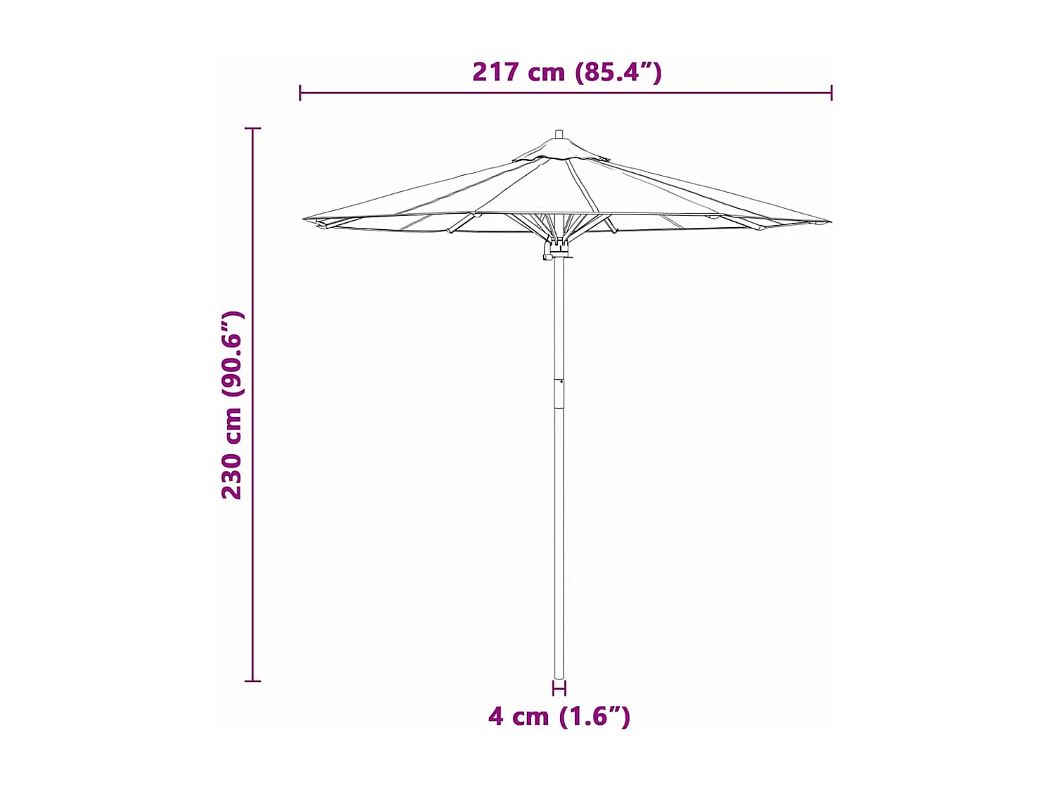 Ombrellone da giardino grigio scuro 217x230 cm in bambù