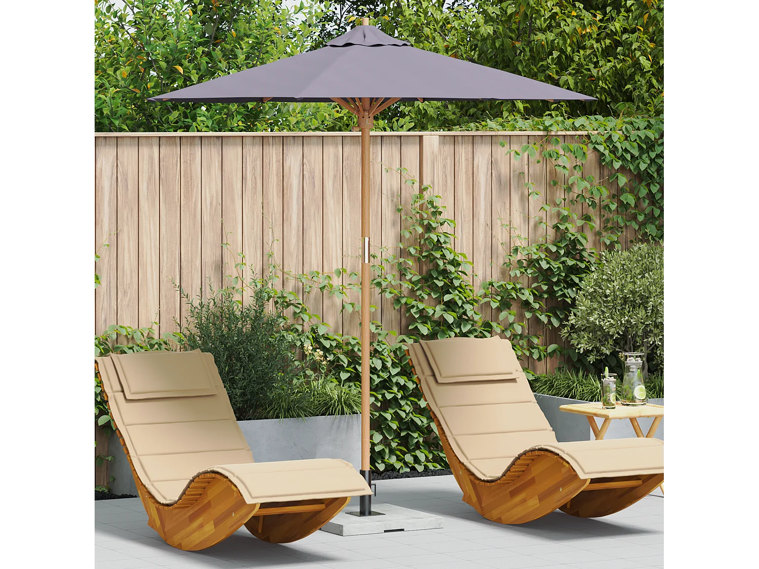 Ombrellone da giardino grigio scuro 217x230 cm in bambù