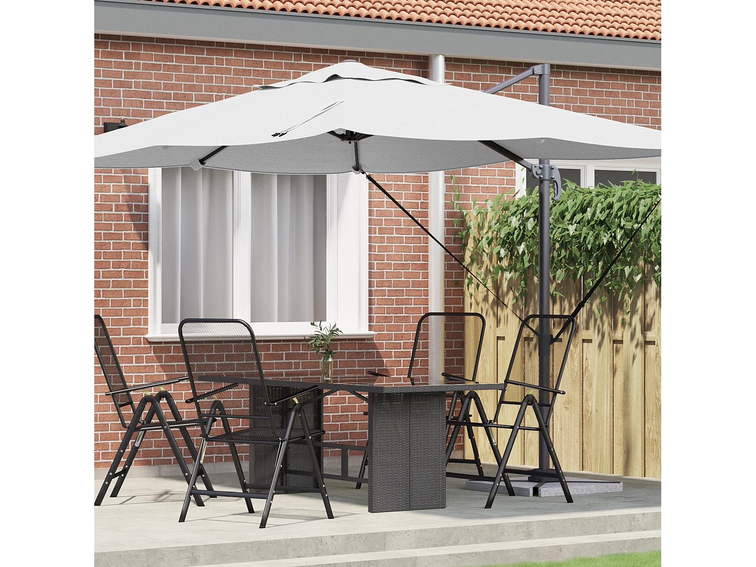 Parasol Déporté Sable Polyester Grand Inclinable