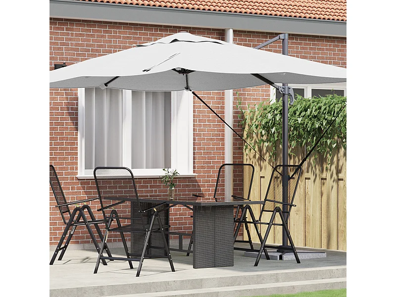 Parasol Déporté Sable Polyester Grand Inclinable