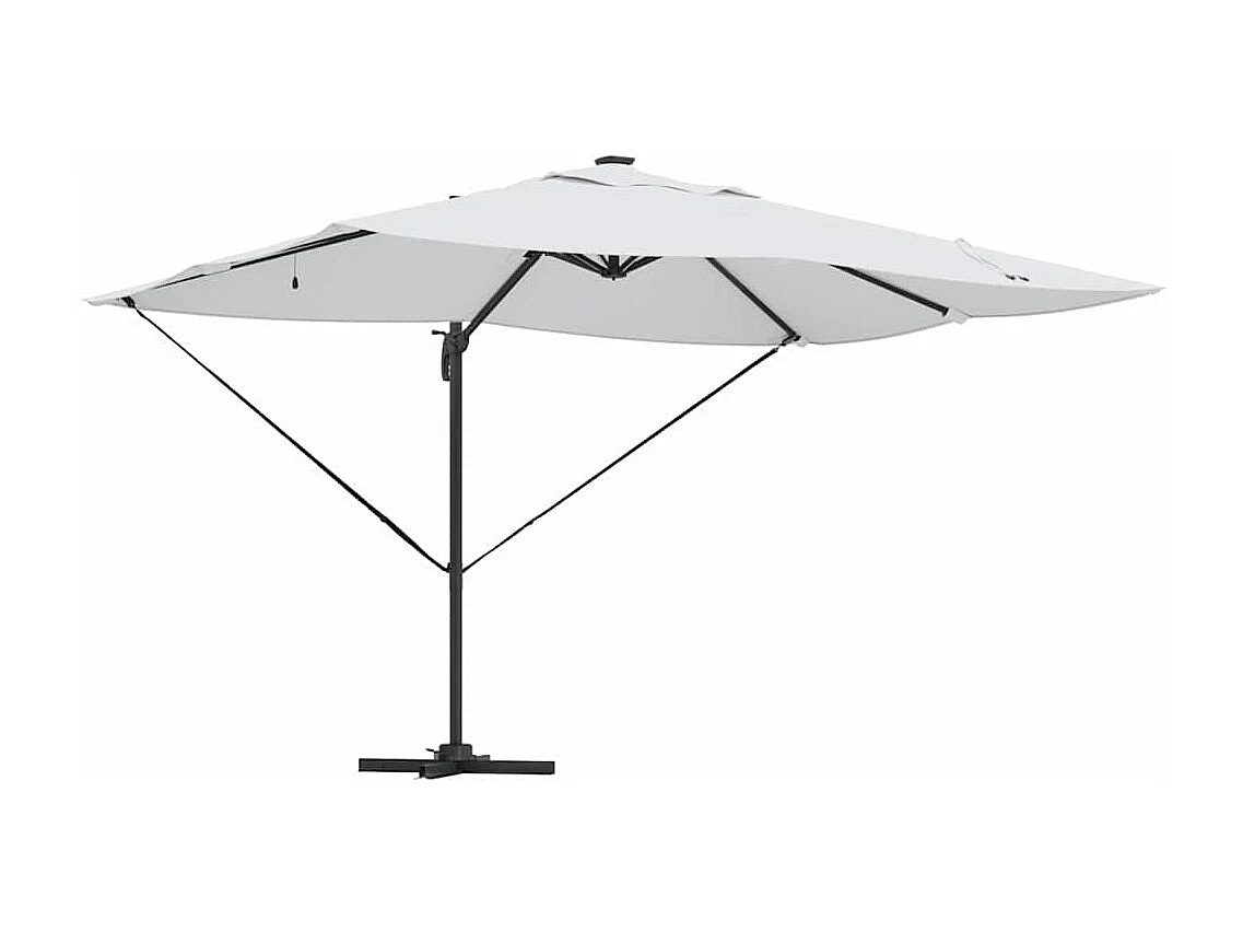 Ombrellone a braccio con LED Sabbia 352x251x265 cm Alluminio