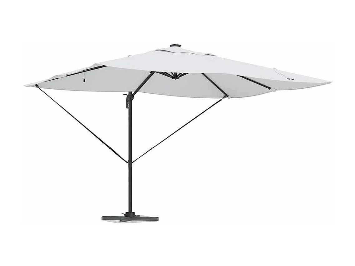 Ombrellone a braccio con LED Sabbia 352x251x265 cm Alluminio