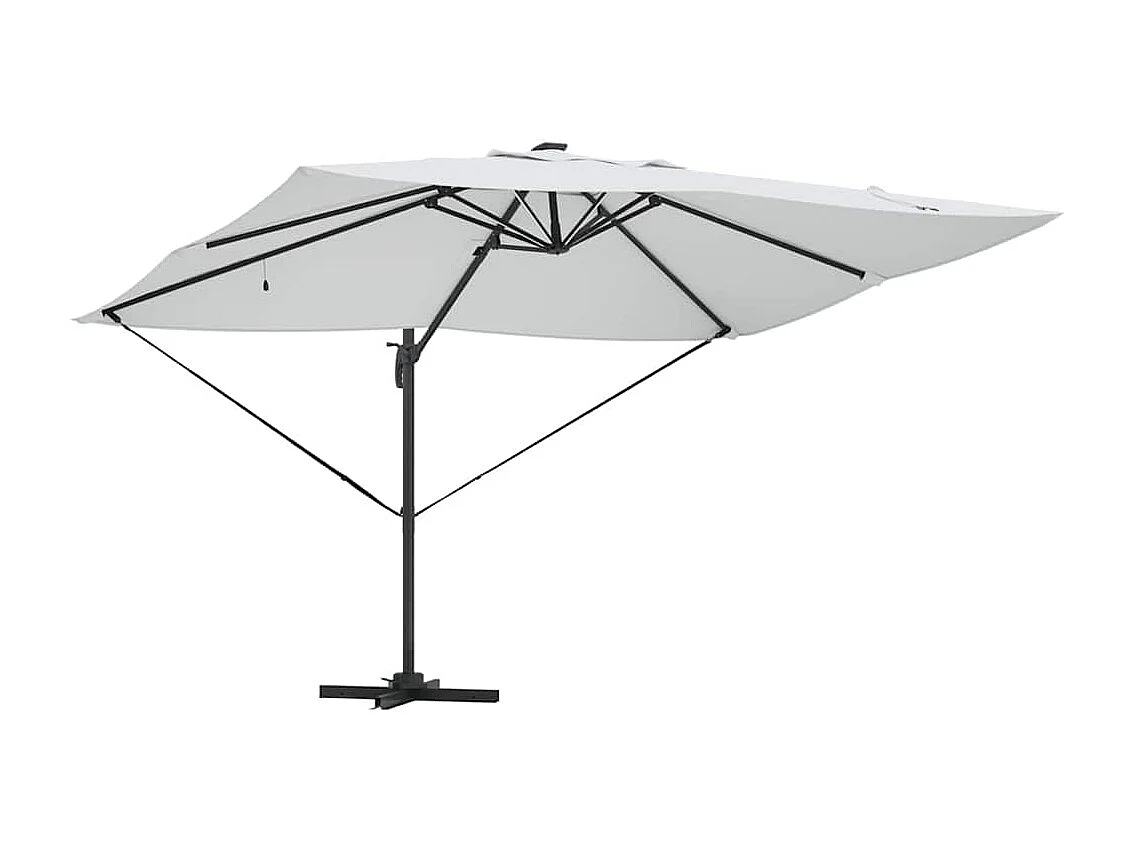 Ombrellone a braccio con LED Sabbia 352x251x265 cm Alluminio