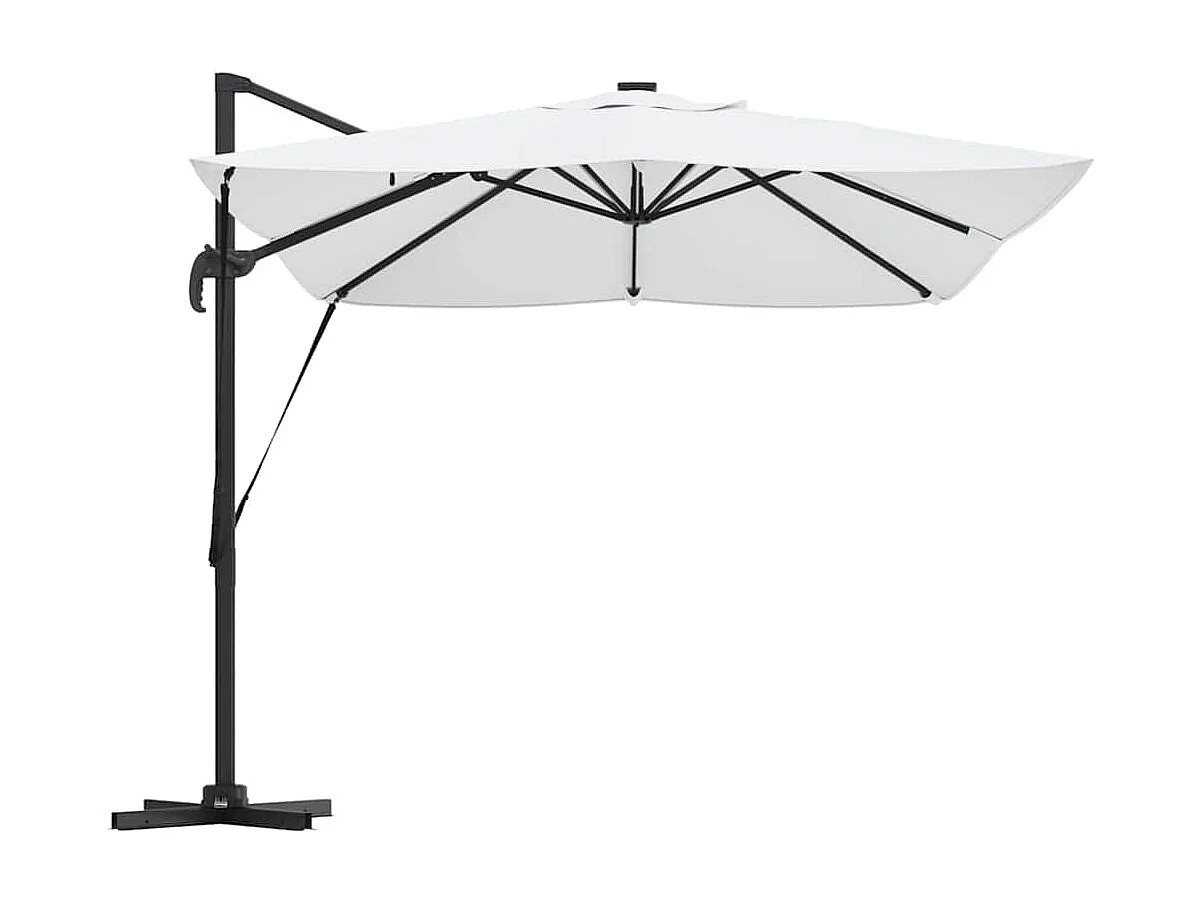 Ombrellone a braccio con LED Sabbia 352x251x265 cm Alluminio