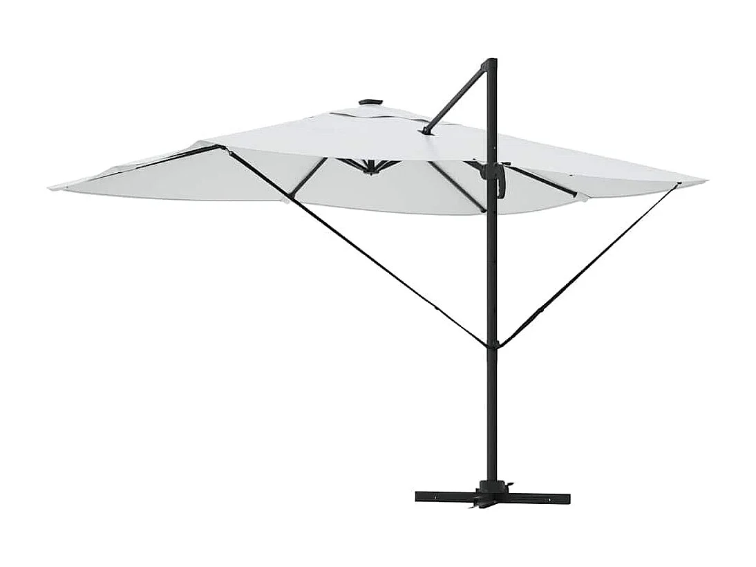 Ombrellone a braccio con LED Sabbia 352x251x265 cm Alluminio