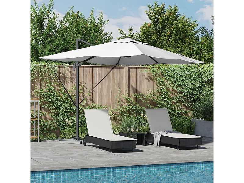 Ombrellone a braccio con LED Sabbia 352x251x265 cm Alluminio