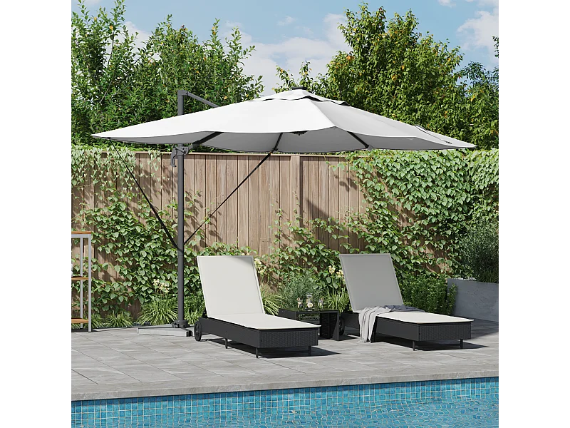 Ombrellone a braccio con LED Sabbia 352x251x265 cm Alluminio