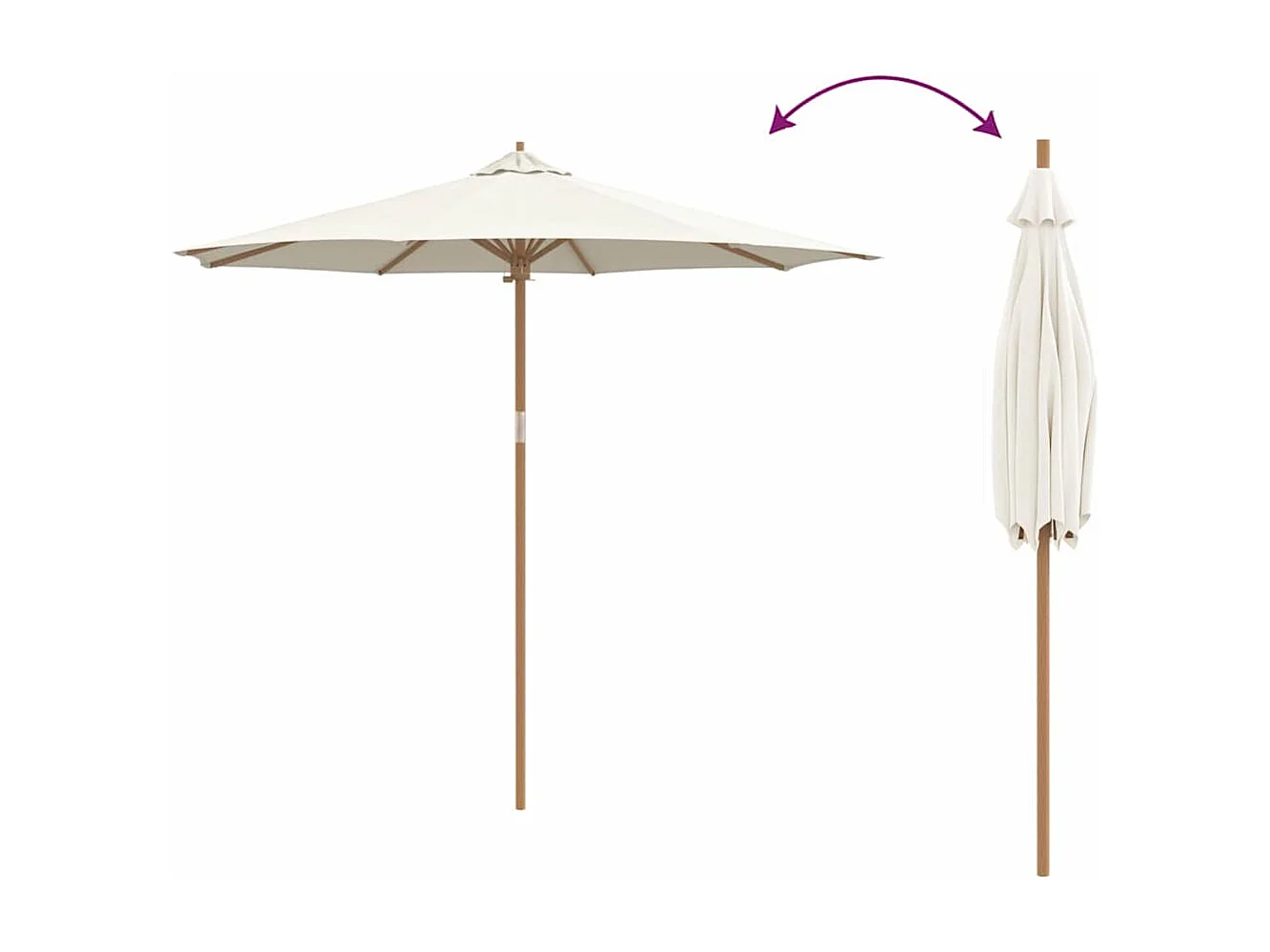 Ombrellone da giardino bianco crema 270x260 cm in bambù