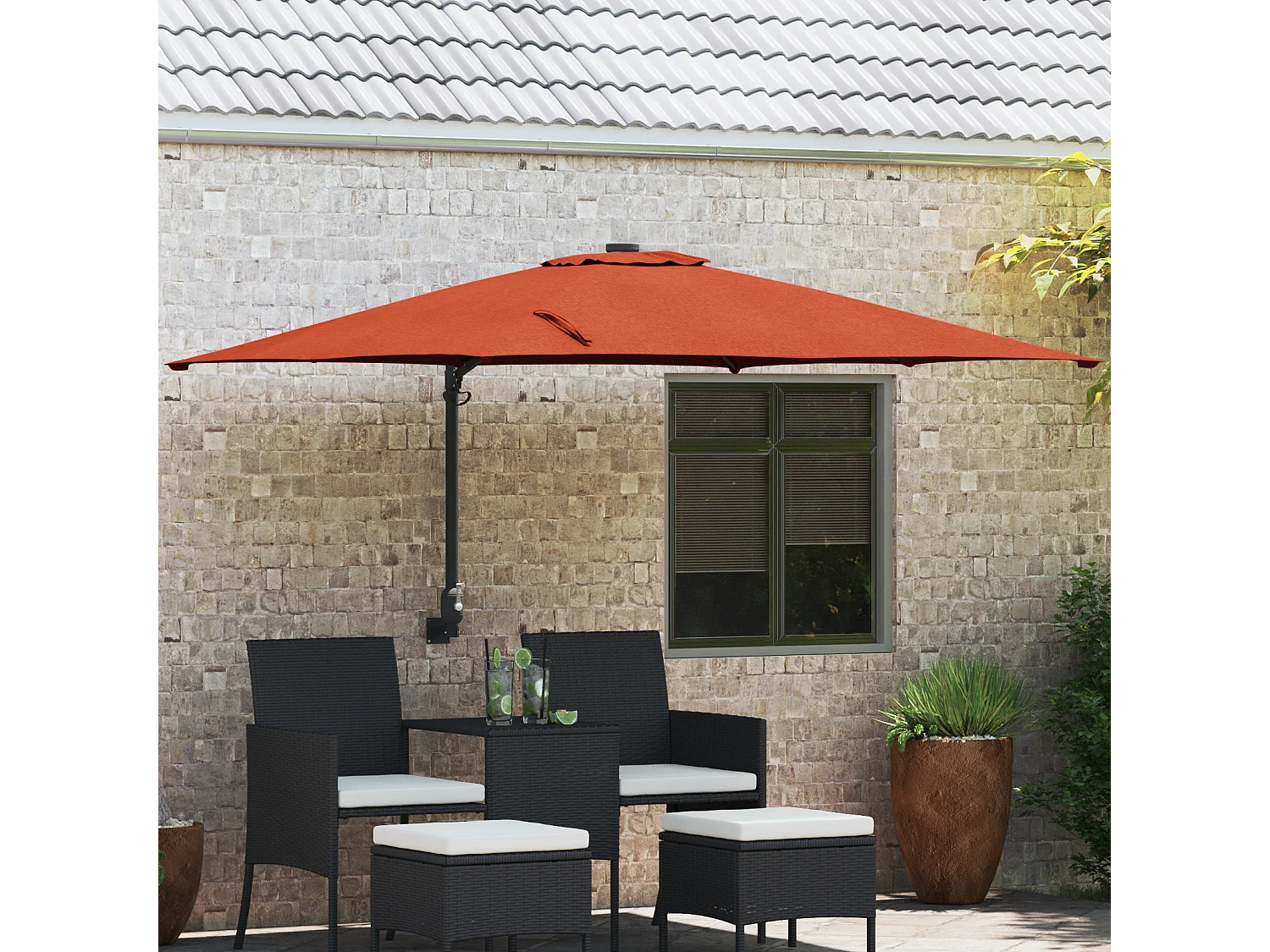 Parasol déporté Terracotta Polyester Grand Réglable