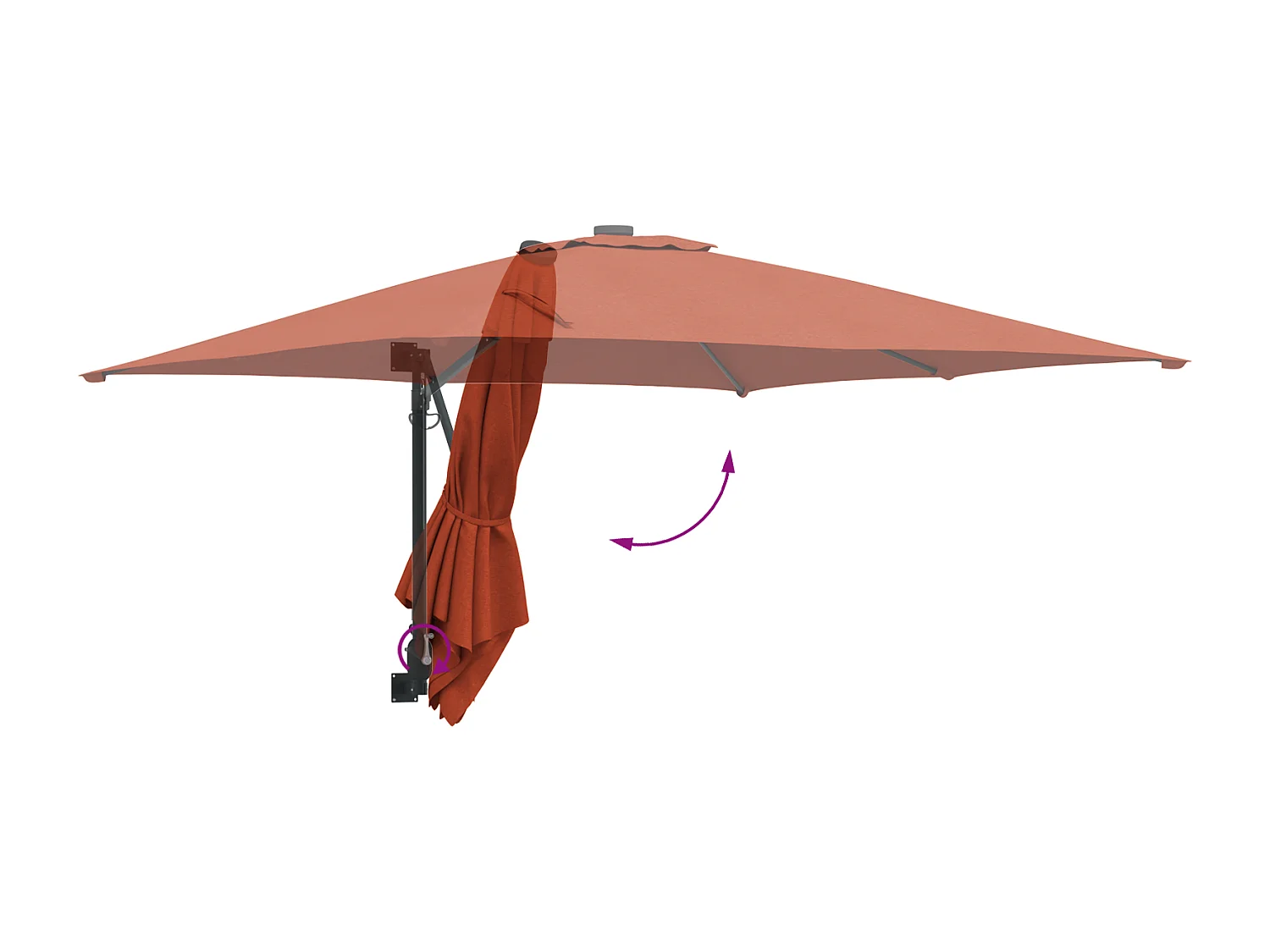 Parasol déporté Terracotta Polyester Grand Réglable