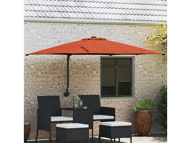 Grande ombrellone a sbalzo regolabile in terracotta e poliestere