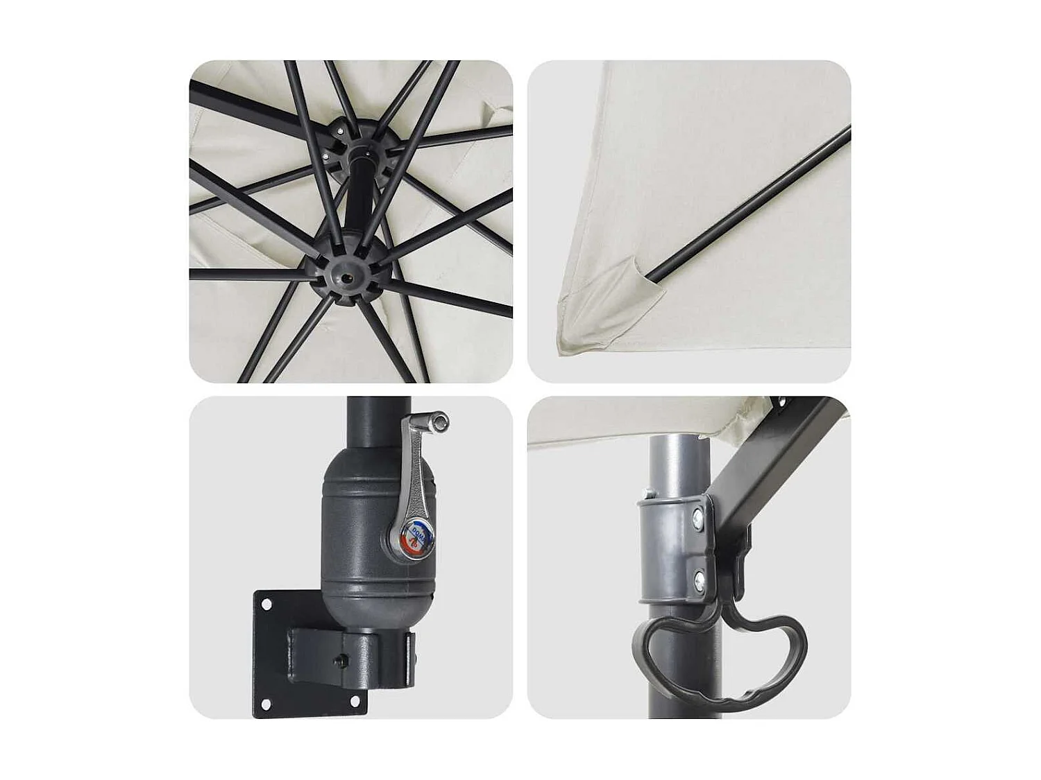 Ombrellone da giardino in poliestere e alluminio, grande pieghevole