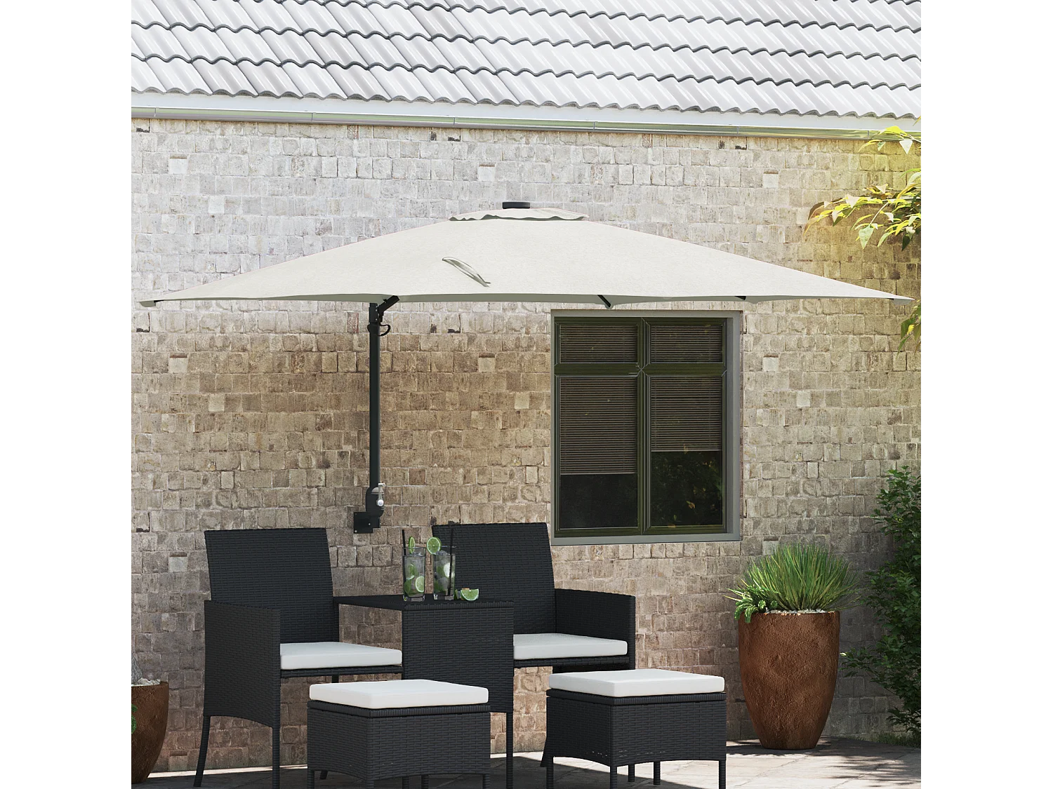 Parasol de Patio Sable Polyester, Aluminium Grand Pliable
