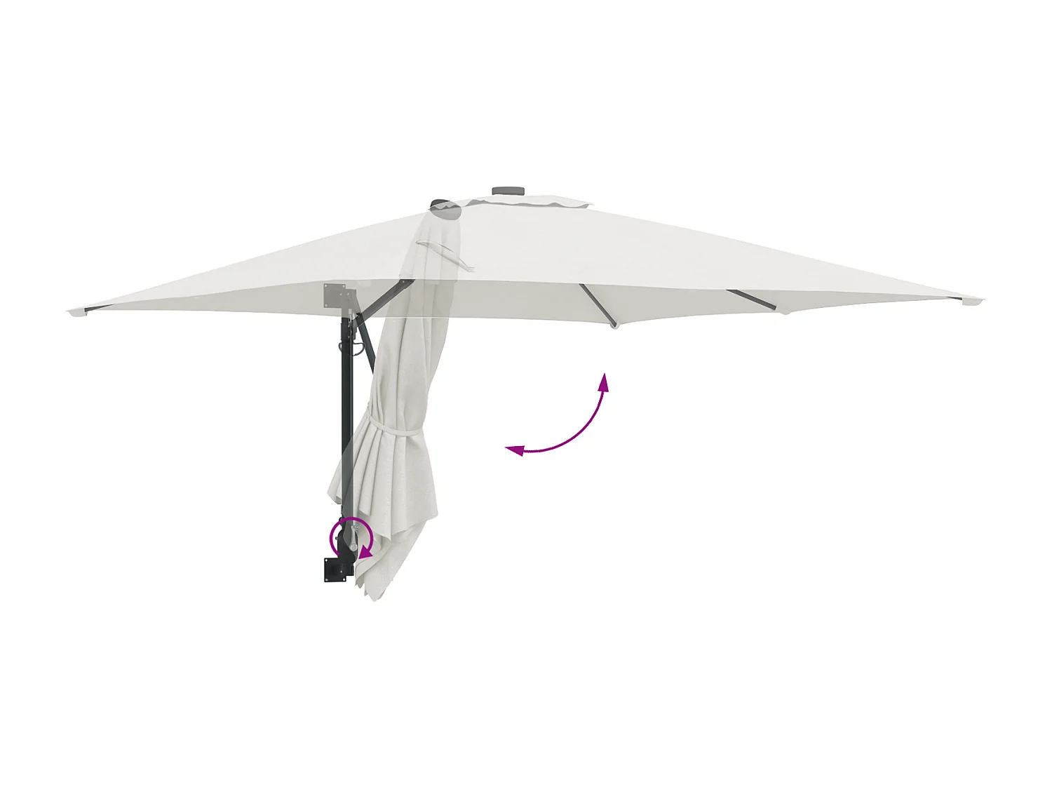 Parasol de Patio Sable Polyester, Aluminium Grand Pliable