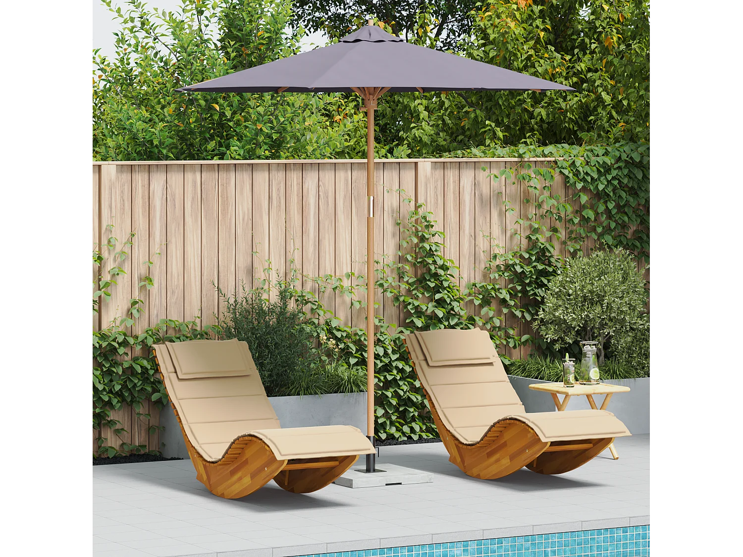 Ombrellone da giardino in bambù grigio scuro 240x260 cm